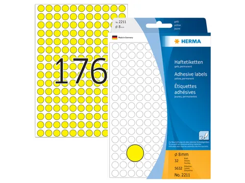HERMA 2211 Multipurpose etiketten Rond 8mm Geel 5632 stuks