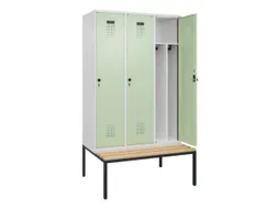locker met bank,voor scheiding van kleding,HxBxD 2120x1200x815mm,3vak