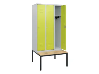 locker met bank,HxBxD 1950x900x815mm,3vak,vak B 300mm,cil.-slot - 2