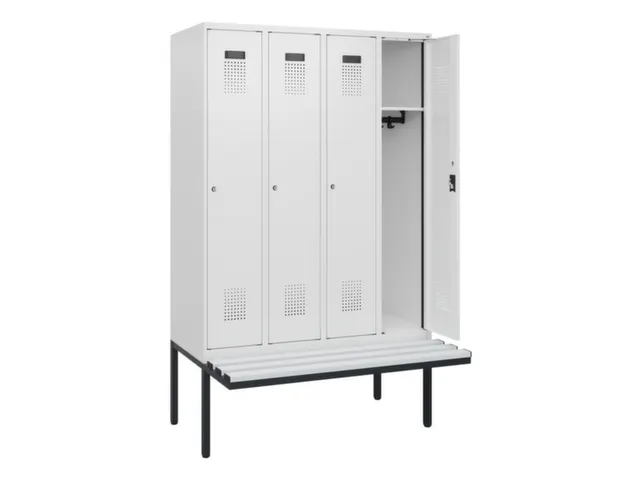 locker met bank,HxBxD 1950x1200x815mm,4vak,vak B 300mm,cilinderslot