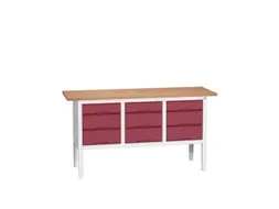 werkbank,HxBxD 830-930x1750x600mm,multiplexblad,uitrusting: 6lades