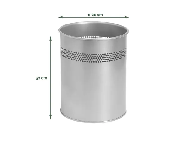 Papierbak BRASQ 15 liter zilver metaal