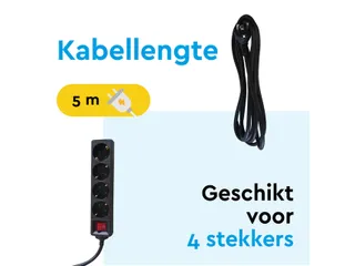Stekkerdoos BRASQ 4 voudig 5 meter zwart - 4