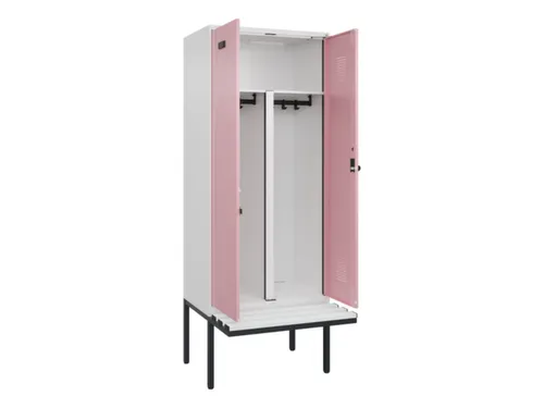 PBM-locker met bank,HxBxD 2120x800x815mm,2vak,vak B 400mm,draaigrendel