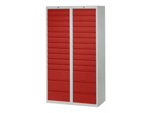 ladekast,HxBxD 1800x1000x500mm,28lade(n),RAL7035,front RAL3000