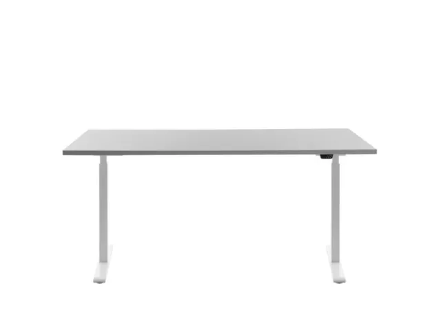 Elektrisch ihv bureau,HxBxD 700-1200x1600x800mm,blad grijs,T-voet wit