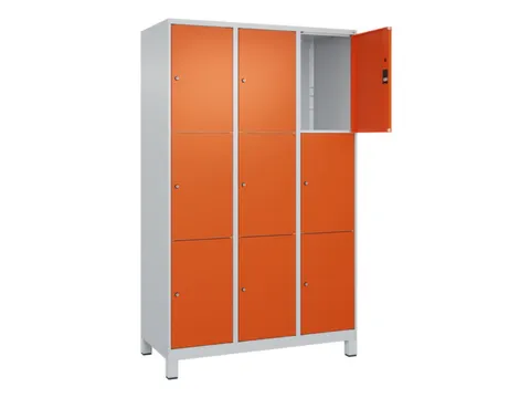 lockerkast,HxBxD 1950x1200x500mm,3x3vakken,vak B 400mm,cil.-slot