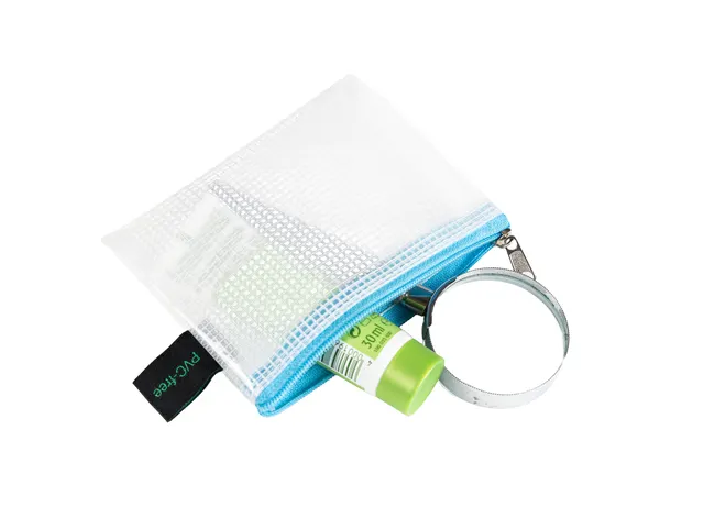 etui A7 PVC-vrij transparant blauw met ritssluiting