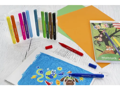 Viltstiften Eberhard Faber Jumbo 2mm 12 kleuren in kunststof etui