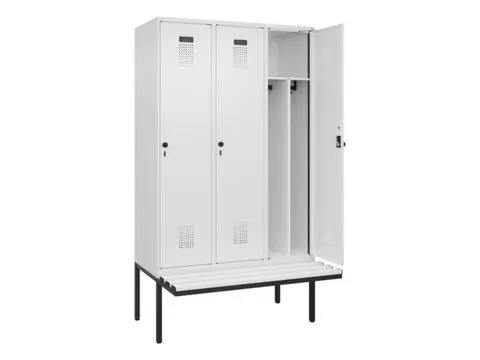 locker met bank,voor scheiding van kleding,HxBxD 2120x1200x815mm,3vak