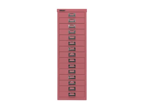 kantoor-ladekast HxBxD 860x279x380mm 15 laden romp + front pink staal