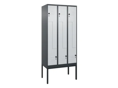 Z-garderobekast,HxBxD 2120x900x500mm,vak B 150/300mm,draaigrendel