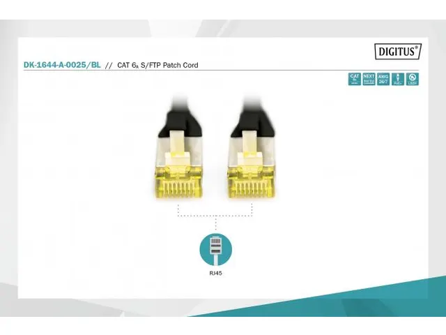 CAT 6A S-FTP patchkabel Cu LSZH AWG 26/7 Lengte 0.25m Zwart