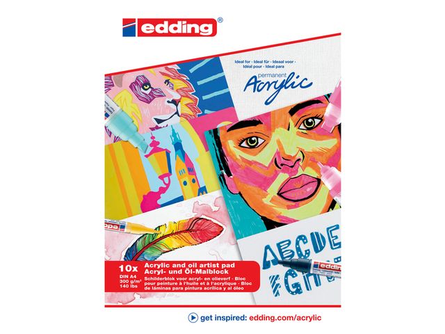Olie en Acrylblok edding e-30010 A4 10 vel wit | EddingMarker.nl