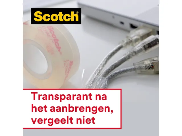 Ruban adhésif Scotch Crystal 600 25mx19mm transparent + dévidoir