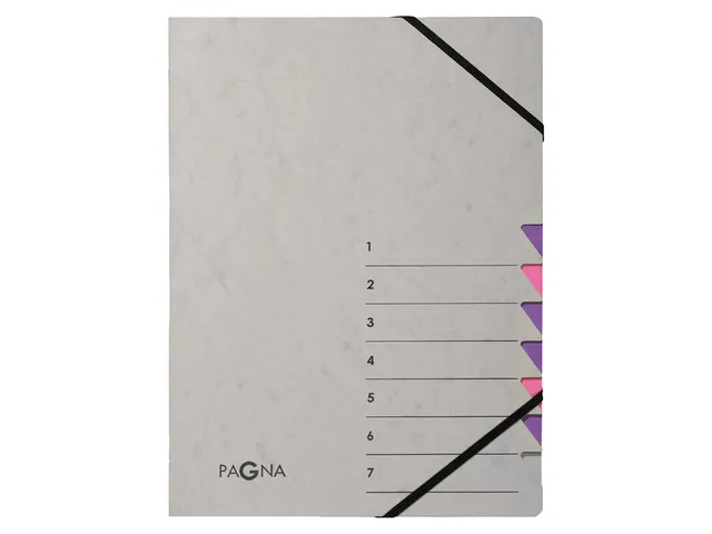 Sorteermap Pagna Easy 7 vaks A4 Grijs/lila karton