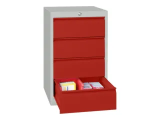 ladekast,HxBxD 800x500x600mm,4lade(n),cil.-slot,RAL7035,front RAL3000 - 2