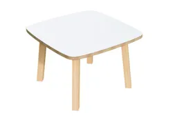 bijzettafel,HxBxD 400x600x600mm,4voeten natuur,vierkante buis,blad wit