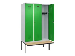 locker met bank,HxBxD 2120x1200x815mm,3vak,vak B 400mm,cilinderslot