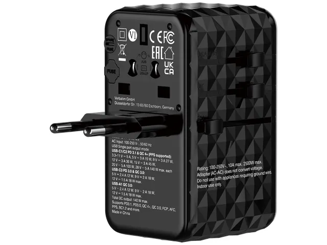 Verbatim 32125 GaN III universele travel adapter UTA-10