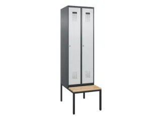 locker met bank,voor scheiding van kleding,HxBxD 2120x600x815mm,2vak - 2
