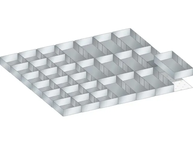 kit de bacs de rangement 30bacs p. face avant H 100/125mm larg. 700mm