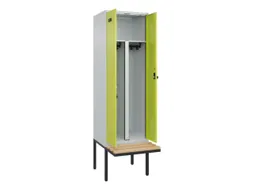 PBM-locker met bank,HxBxD 2120x600x815mm,2vak,vak B 300mm,draaigrendel