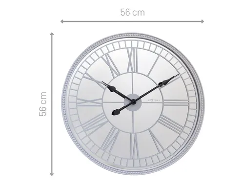 Spiegelklok - 56cm - Stille wandklok - Landelijk - Wit - NeXtime - "Cl