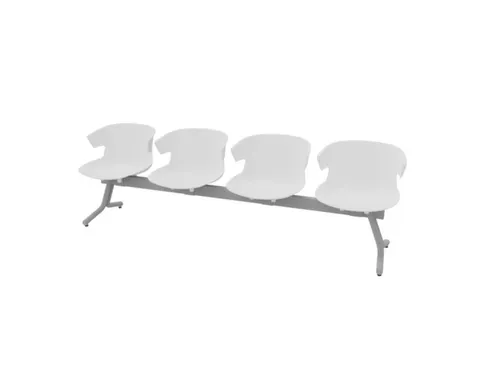 Wachtkamerbank 4zittingen BxD 2390x510mm zitschaal PP wit