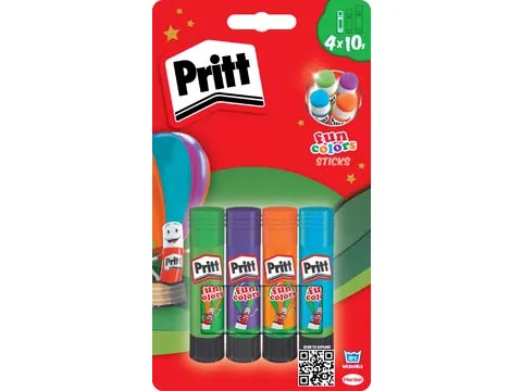 bâton de colle Fun Colors 10 g, blister de 4 pièces