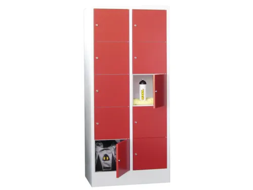 lockerkast,HxBxD 1850x800x500mm,2x5vakken,RAL7035,front RAL3000