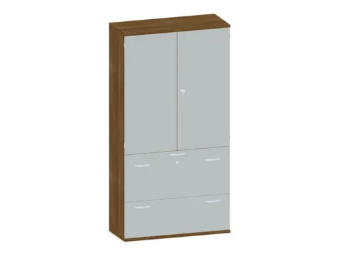 Kantoorkast 1920x1000x430mm Decor Romp Noten Decor Front Lichtgrijs