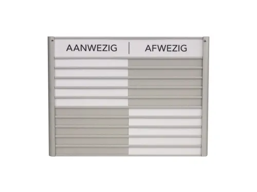 Menoor In-Uit bord 10 namen Aluminium Aanwezig/Afwezig Wit