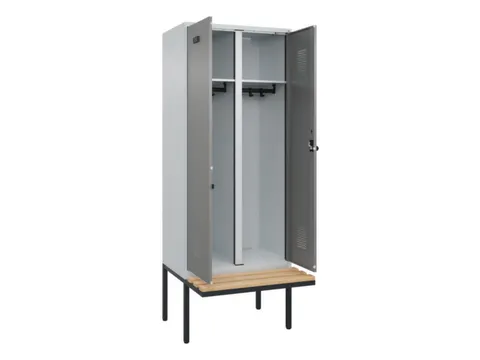 locker met bank,voor scheiding van kleding,HxBxD 2120x800x815mm,2vak