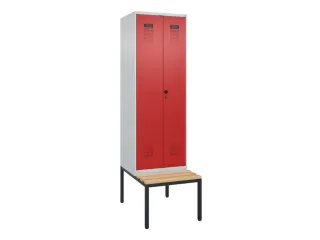 locker met bank,voor scheiding van kleding,HxBxD 2120x600x815mm,2vak - 2