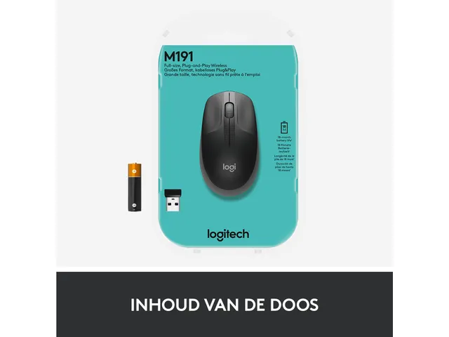 Logitech M190 Full-Size Draadloze Muis