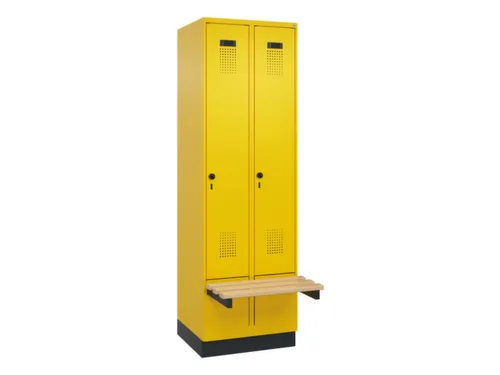 locker met bank,HxBxD 1950x600x815mm,2vak,vak B 300mm,draaigrendel