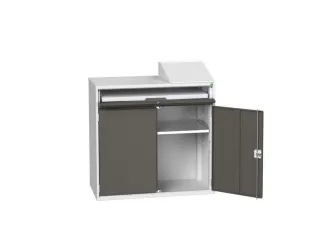 pc-kast 1130x1050x550mm toetsenbordblad RAL7035 + RAL7016 - 1