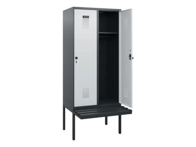 locker met bank,HxBxD 1950x800x815mm,2vak,vak B 400mm,draaigrendel