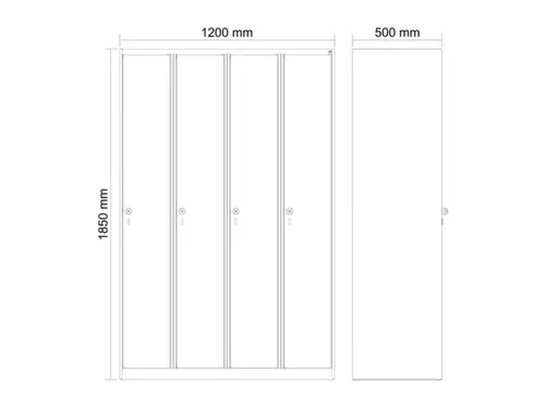 locker,HxBxD 1850x1200x500mm,4vak,vak B 300mm,cil.-slot