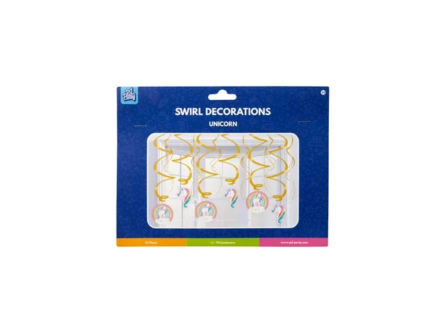 Hangdecoratie 70cm Party Swirl Unicorn 12 stuks