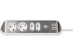 Stekkerdoos Brennenstuhl bureau Estilo 4 voudig inclusief 2 USB 2 m