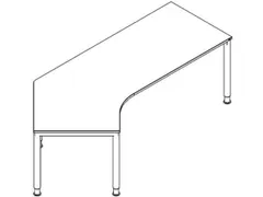 In hoogte verstelbaar hoekbureau 680-820x2370x1130mm beuken alu