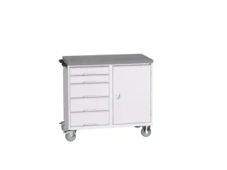 montagetafel 980x1050x600mm linoleumblad 5 laden kast front RAL7035 - 1