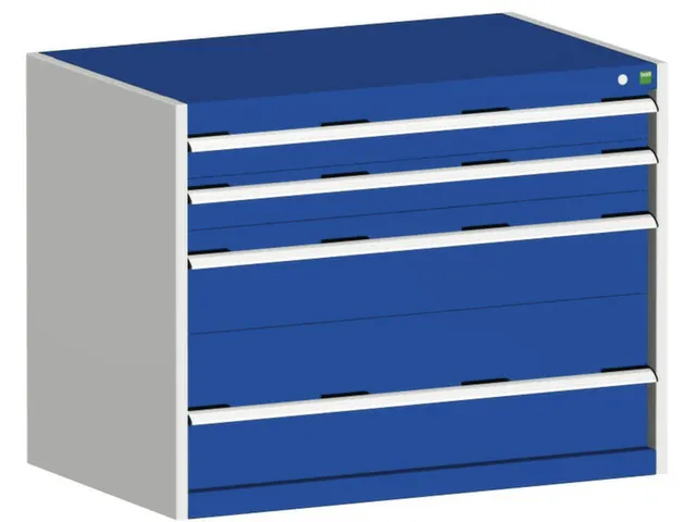 ladekast HxBxD 800x1050x750mm 4 laden romp Ral7035 front Ral5010 staal