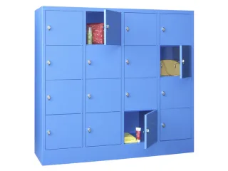 lockerkast,HxBxD 1518x1600x500mm,4x4vakken,RAL7035,front RAL5010 - 1