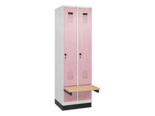 locker met bank,HxBxD 1950x600x815mm,2vak,vak B 300mm,draaigrendel - 2