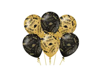 Ballonnen Classy party balloons 'You did it' 30cm Goud-Zwart 6 stuks - 3