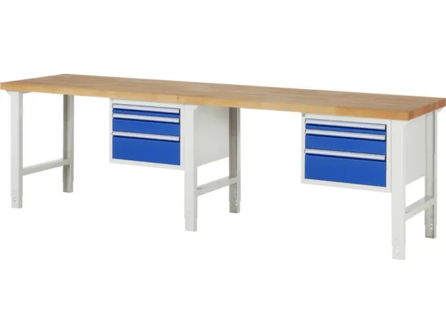 werkbank,HxBxD 790-1140x3000x700mm,beukblad,draagverm. 750kg