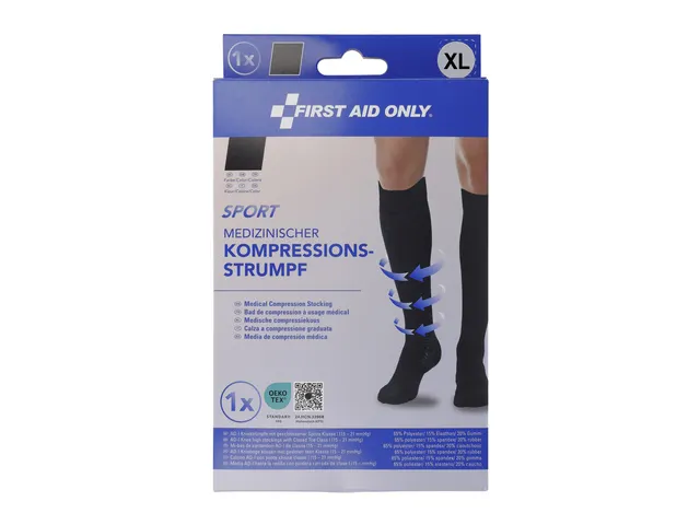 Sportsteunkous First Aid Only kniehoog gesloten zwart maat XL